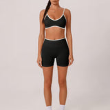 Sports Bra with Removable Pads and High Waisted Shorts Set