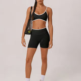 Sports Bra with Removable Pads and High Waisted Shorts Set